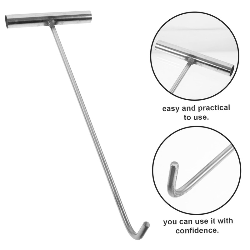 Hohopeti Stainless Steel Manhole Cover Hook T Shape Heavy Duty