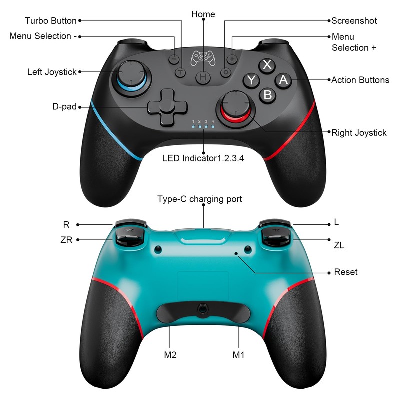 Diswoe Switch Controllers, 2 Pack Wireless Pro Controller for Switch