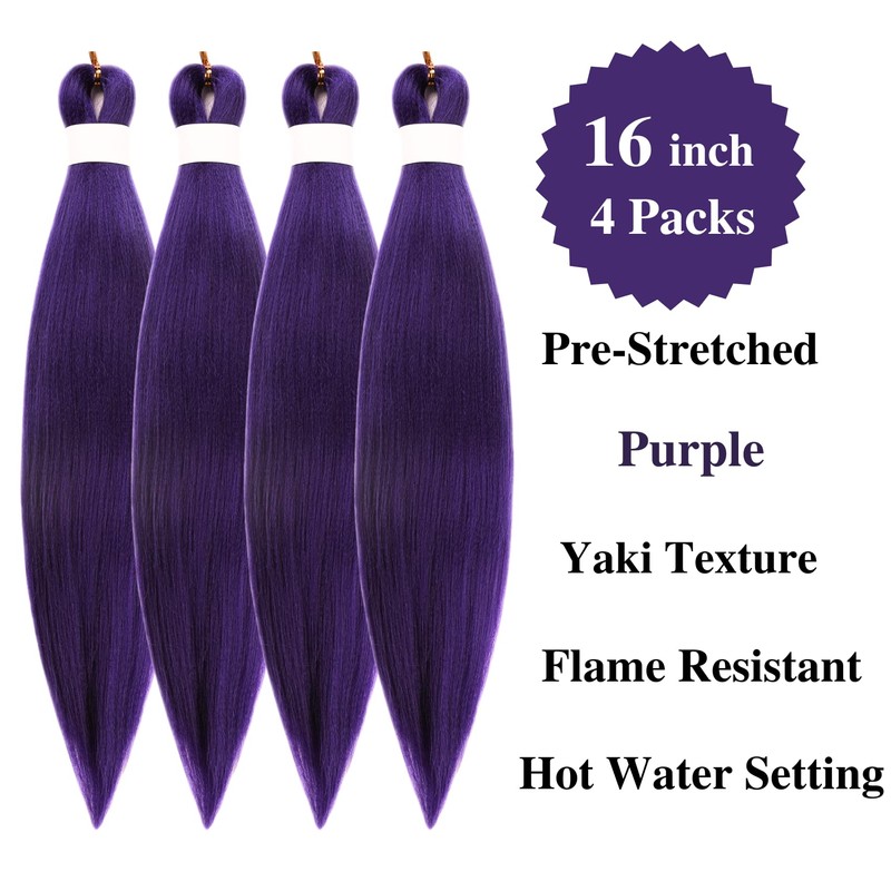 Braiding Hair Pre stretched Purple Boho Braids Curly Deep Wave