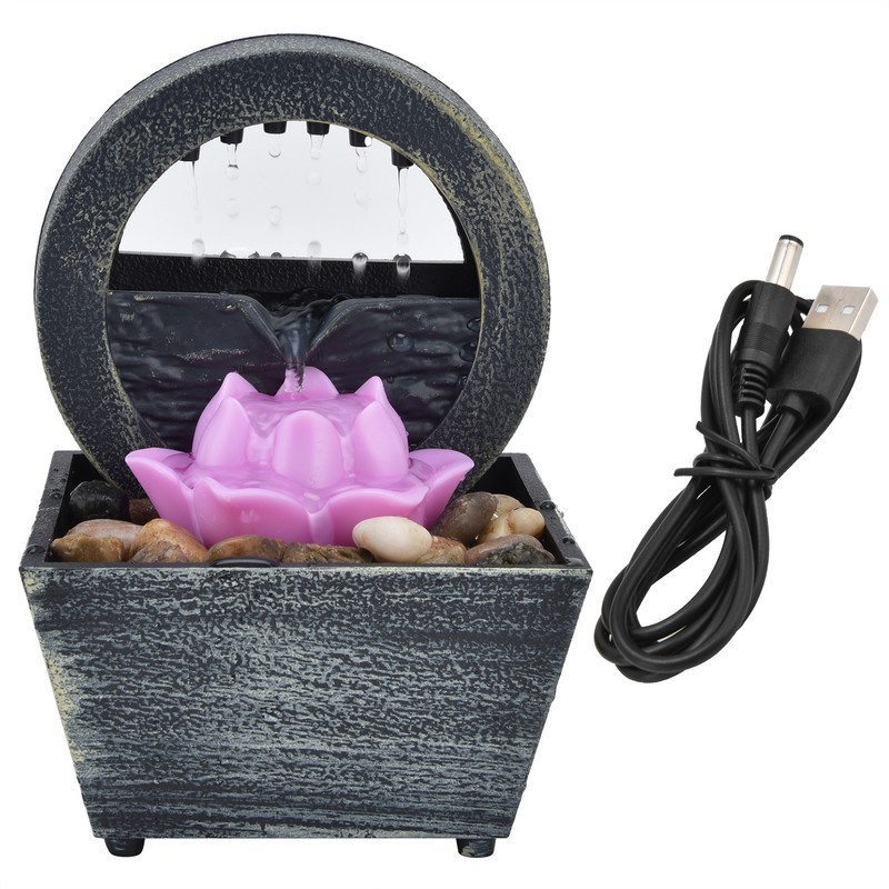 3V USB Plastic Flower Water Fountain LED Tabletop Fountain with