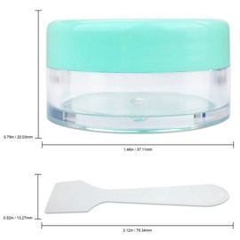 Beauticom 144 Pieces of LIGHT TEAL GREEN Clear Plastic Empty Jar 10ml/10g Refillable Cosmetic Cream Eye Shadow Nails Powder Gems Cosmetic Samples Jars (Also Includes 72 Pieces Spatulas)