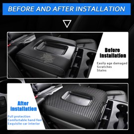 XYHGM Center Console Armrest Cover for Chevy Silverado & GMC Sierra 2014 2015 2016 2017 2018 Leather Arm Rest Box Lid Protector Accessories(ONLY for Split Bench Jump Seat,Carbon Fibre+Black)