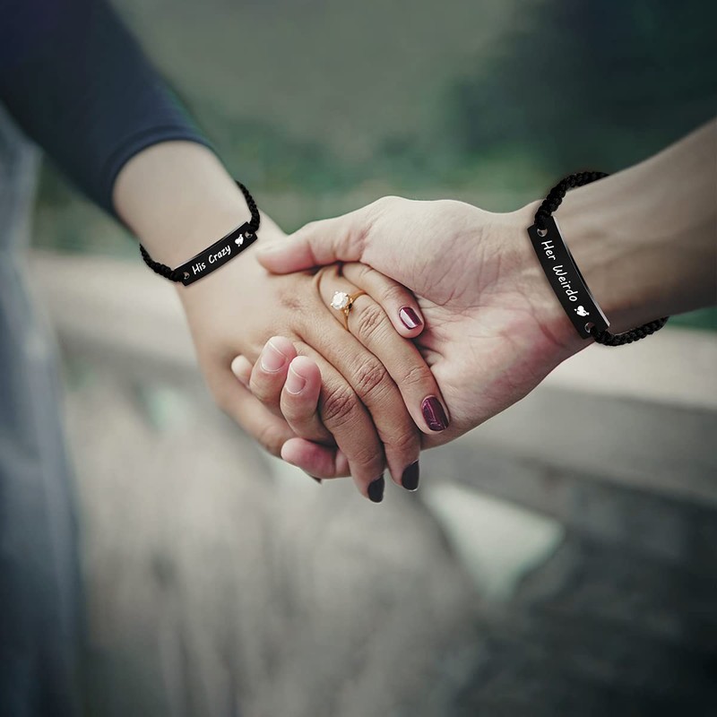 Uloveido His Hers Couples Bracelets Crazy and Weirdo Matching Set