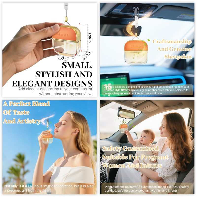 Car Air Freshener Hanging,Lambskin Diffuser,Essential Oil Diffuser for Car,Strong Freshener
