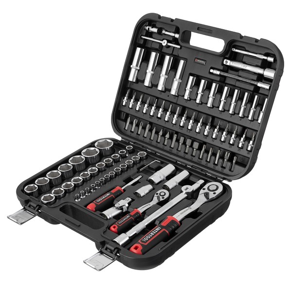 INTERTOOL Metric Socket Set, 1/4-inch & 1/2-inch Drive, 94-Piece, Quick