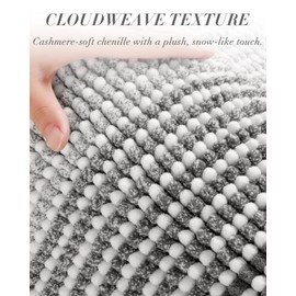 CYMAY Bathroom Rugs Non Slip-Chenille Bath Mat Shower Rug Soft Water Absorbent Bathmat-Bath Rug in Front of Bathtub Sink Bathroom Floor-Quick Dry Machine Washable-Grey 20" x 32"