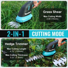 DURATECH Cordless Hedge Trimmer 2-in-1 Versatile Trimmer for Garden,Yard,La