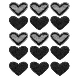 sourcing map Heart Shaped Iron-On Patches Iron on Patches Black Iron on Patches Embroidered Sew on for Clothes Jackets Backpack Shoes Repair Decorations Pack of 15