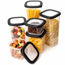 ionEgg Plastic Food Storage Containers with Lids Includes Labels, Stackable Kitchen Pantry Organizer for Dry Food, Snacks, Pasta and Meal Prep, Set of 6