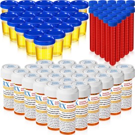 RimCereal 96 Pcs Nursing Party Supply, 8 Dram Empty Pill Bottles Push Down and Turn Pill Cases, 4oz Specimen Cups Urine Sample Jars 15 ml Test Tubes Sticky Label (Graduation)