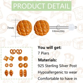 KASFREE Food Earrings for Women Baking Earrings Cute Earrings for Women Bread Earrings Funny Stud Earrings Cute Small Earrings for Women