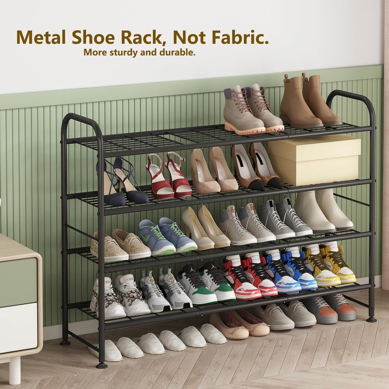 LINZINAR Shoe Rack Long 4 Tier Shoe Storage Organizer Metal