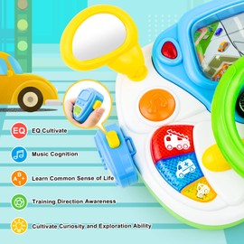 Love&Mini Steering Wheel Toys for Girls Boys - Baby Car Toys with Light and Music, Simulation Driving Learning Educational Toy for 18M+ Year Old Boys Girls Birthday and Xmas Gifts
