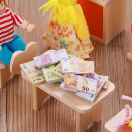 Cobee Dollhouse Miniature Money Model, 220 Pieces Mini Play Money, Realistic Banknote Set, Dollhouse, Copy Money, Prop Money, Fully Printed, 2 Sided for Role Play