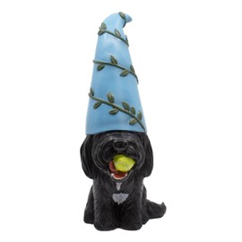 Black Doodle Gnome with Tennis Ball - Garden Gnomes Outdoor Dog Statue, Garden Décor, Cute Garden Sculptures & Statues