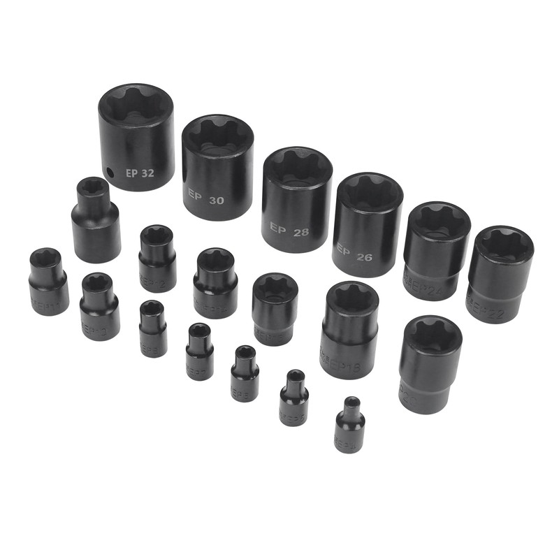 19pc External Torx Plus Socket Set 6 Point EP Socket