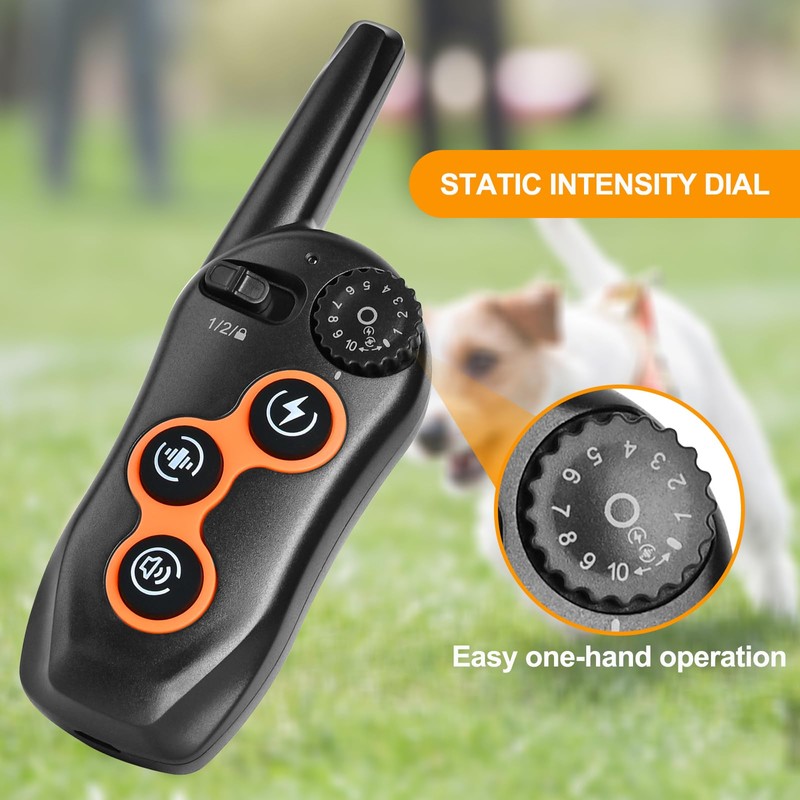 Dog Shock Collar with Remote Control,1300Ft,IP67 Waterproof Dog Training Collar