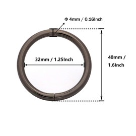 BIKICOCO 1-1/4'' Metal O-Ring Buckle Connector Round Loops Non Welded for Bags Webbing Purse and Belt Straps, Gunmetal, Pack of 20