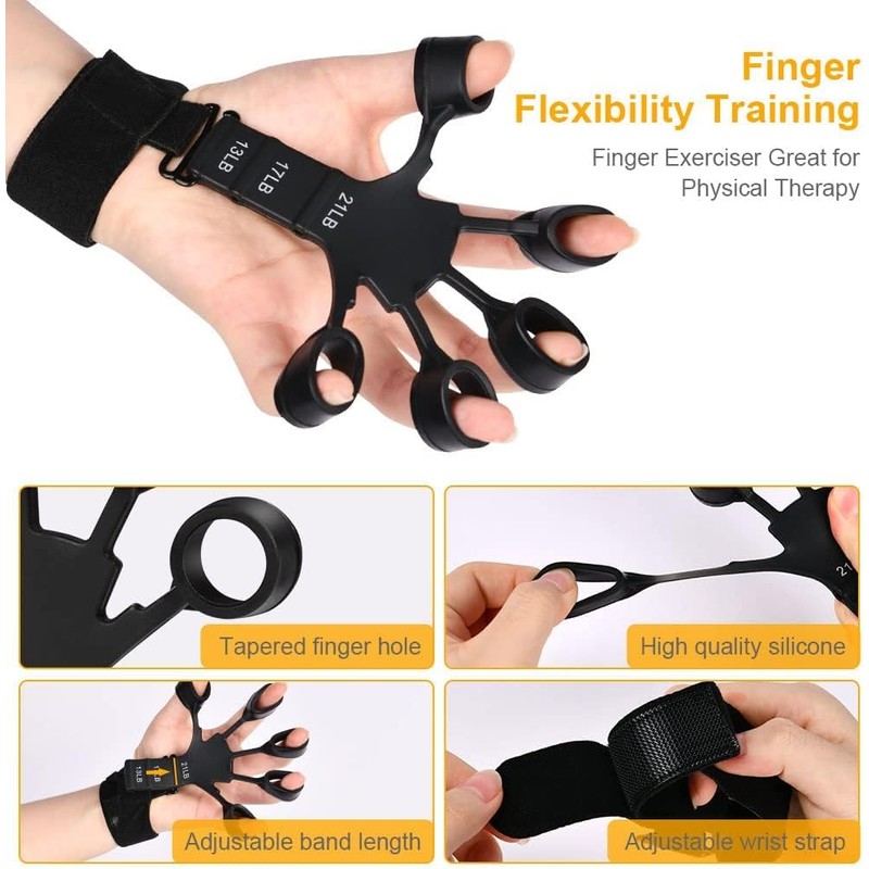 Finger Strengthener Extension Exerciser Stretcher, Strength Adjustment Finger Resistance Bands
