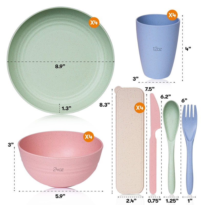 Wheat Straw Dinnerware Sets | Unbreakable Dinnerware Sets | Dishwasher