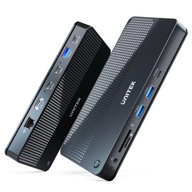 Interruptor KVM USB C HDMI 4K@60Hz Unitek Switches Selector 2 computadoras compartiendo monitor HD, mouse, teclado, impresora, escáner, adaptador de interruptor de un botón con 2 cables USB C, compatible con Thunderbolt 3