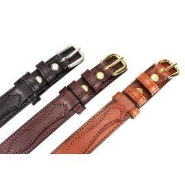 Men's English Bridle Leather Ranger Belt - 1 1/4" Taper to 3/4" (Size 38, Black)