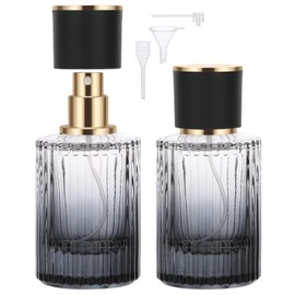 Segbeauty 1.7oz Travel Perfume Bottle Refillable, 2pcs Round Glass Travel Spray Bottle Atomizer, 50ml Empty Glass Perfume Bottles, Fine Mist Cologne Atomizer with Refill Tool