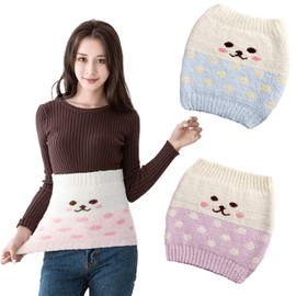 Guitbergo Women's Belly Wrap, Cute Body Warmer, Set of 2, Thick, Warm, Thermal, Warm, Cold Protection, Warm Activation, Intestinal Activity, Cold Protection, Tummy Wrap, Fluffy, Soft, Stretchy