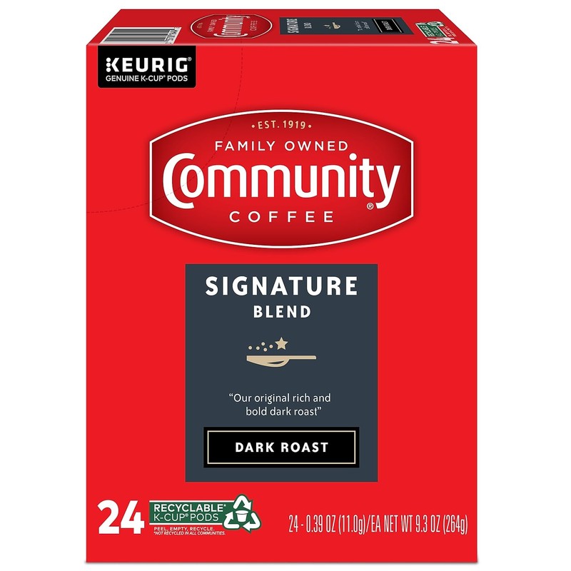Community Coffee Signature Blend 24 Count Coffee Pods, Dark Roast,