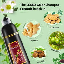 Leorx Hair Dye shampoo, Chestnut Brown 3 In 1 Color Shampoo Instant Herbal Coloring Shampoo Refresh Hair For Women&Men - Tintes Para El Cabello Profesional