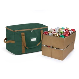 Covermates Keepsakes Adjustable Ornament Storage Bag, Carrying Handles, Padded Protection - Holiday Storage, Green