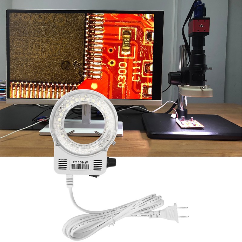 Microscope Camera Adjustable Dimmable LED Ring Light Source Lamp for