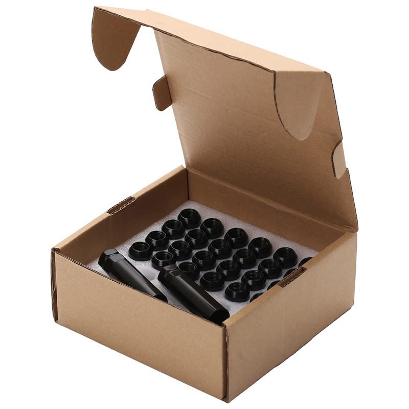 Acorn M14x1.5 Black Lug Nuts - 2" Tall, Set of