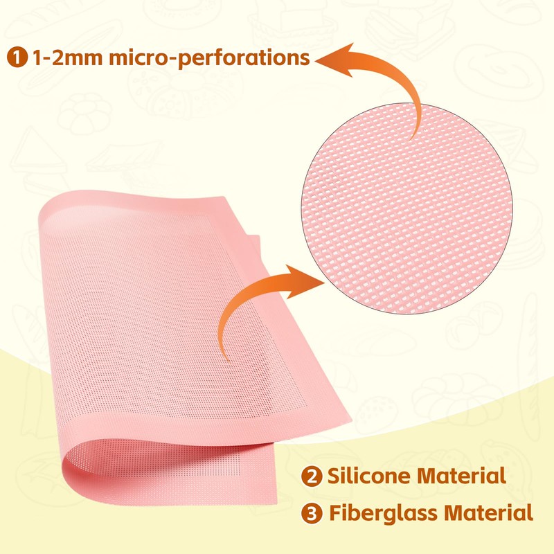 15.7"x11.8" Perforated Baking Mats, Non-Stick Hollow Out Silicone Mat, Reusable