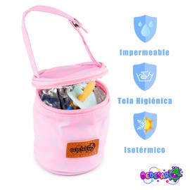 Bebesar Baby Dummy Holder - Hygienic Dummy Holder - Store Dummy and Teat with Clip for Hanging on Pram (Pink Stars)