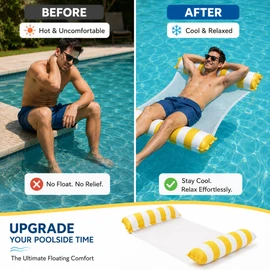 Inflatable Water Hammock Float for Adults – Foldable PVC Lounge Chair for Pool, Beach & Lake Relaxation
