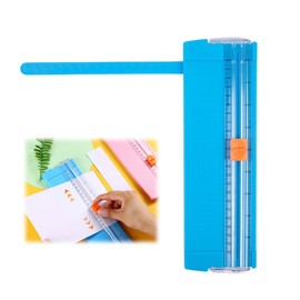 PureSino Paper Cutter, Small Size A4, Slide Cutter, Two-Way Cardboard, Photo, Copy Paper, Stationery, Scale Ruler Included (Blue)