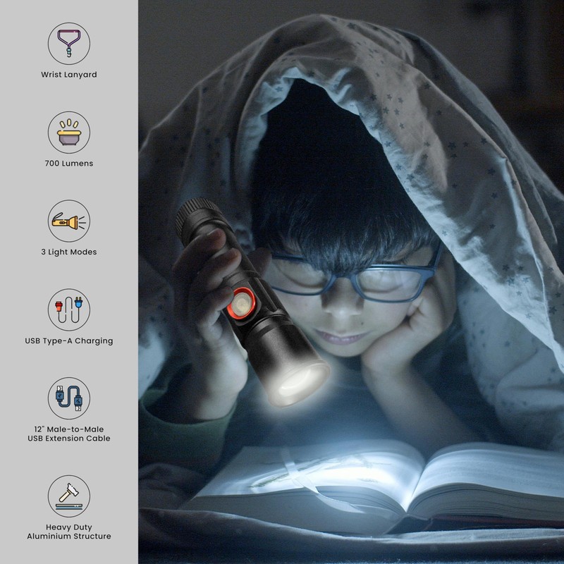 Power By GoGreen Nighthawk LED Flashlight – 700 Lumens, Rechargeable