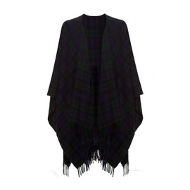 Shepherds Land 100% Lambswool Ruana, BlackWatch