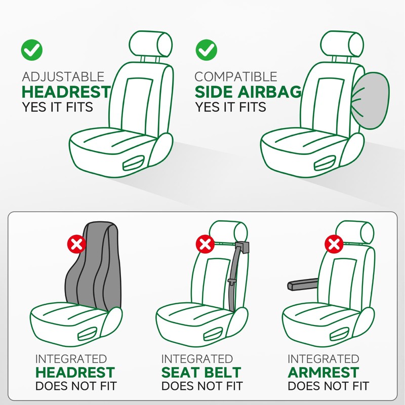 GIANT PANDA Front Truck Seat Covers for Dodge Ram 1500