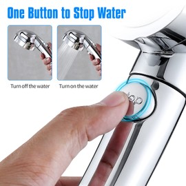 JONKEAN High Pressure Shower Head with 3 Spray Settings, Water Saving Handheld RV Shower Head with Hose and On Off Switch, Detachable Shower Heads with Hose and Angle-Adjustable Bracket (Chrome)