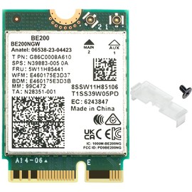 BE200NGW Tarjeta inalámbrica WiFi 7 para juegos de PC, M.2 NGFF Tri-Band 2.4G/5G/6G Adaptador de red, hasta 8774Mbps, Bluetooth 5.4, compatible con Windows 11/10