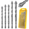 Flintronic Four-Flute Drill Bit Set, 5PCS Four Blade Serrated Eccentric