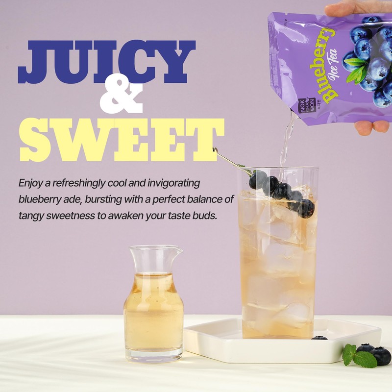 [Nokchawon] Blueberry Iced Tea Pouches 10 Packs – Refreshing Blueberry