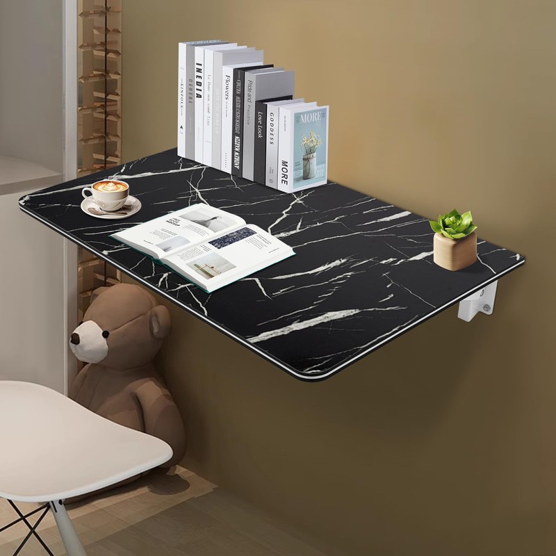 QUSKLISU Folding Wall Mount Desk, Floating Computer Desk Fold Down