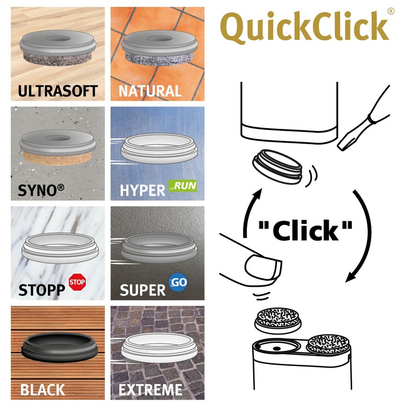 'Wagner QuickClick Glides – Set of 4 for Screwing On/Ultrasoft