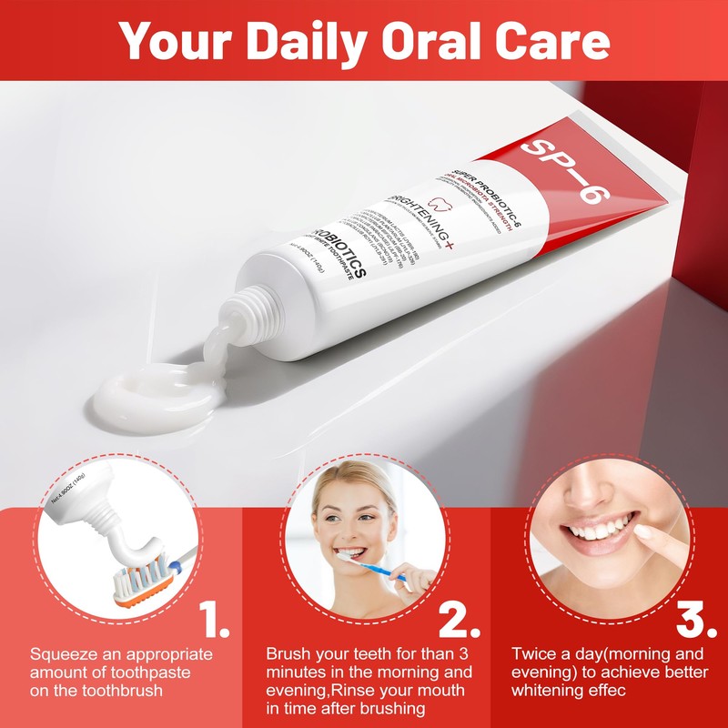 SP-6 Probiotic Whitening Toothpaste for Teeth Whitening/Brightening & Fresh Breath,