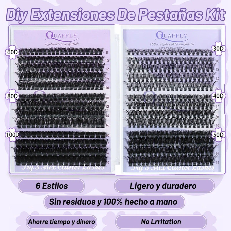 Kit De Extensiones De Pestañas De 6 Estilos, 496 Extensiones