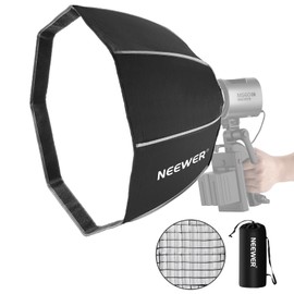 NEEWER Octagonal Softbox 50 cm with NEEWER Bracket, Octabox Softbox Folding & Quick Installation with Honeycomb Light Diffuser/Grid for MS60 MS60B MS60C MS150B,NS4P LED Studio Lamp