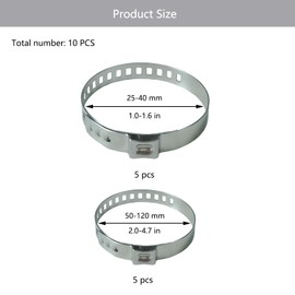 Pack of 10 Universal CV Axle Boot Clamps, Adjustable Clamping Clamp, Axle Gaiter, Stainless Steel CV Joint Clamp, Hose Clamps Set for Most Cars, Exhaust Hose, Hoses